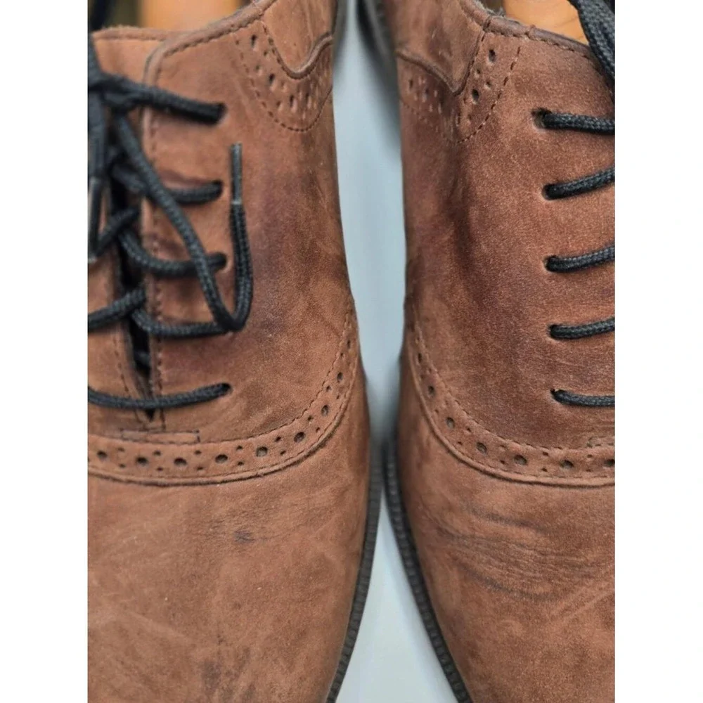 Dockers Oxford Shoes Mens 10.5M Brown Suede Brogue Lace Up Dress Casual (S6)